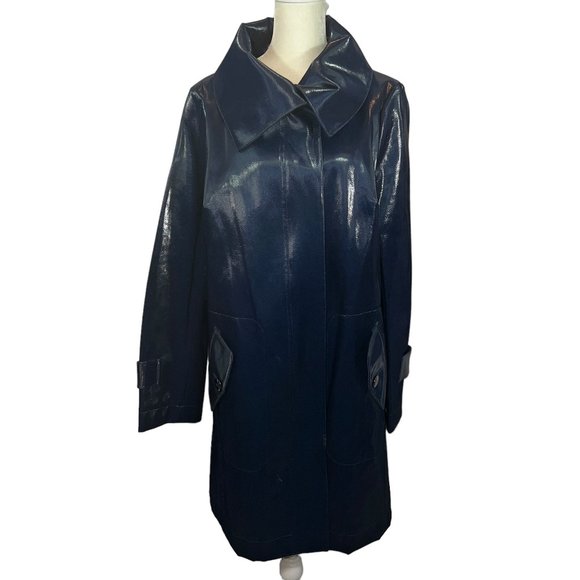 Show stopper! Per Se by Carlisle Blue Coated or Waxed Denim Topper Coat … - Picture 4 of 12